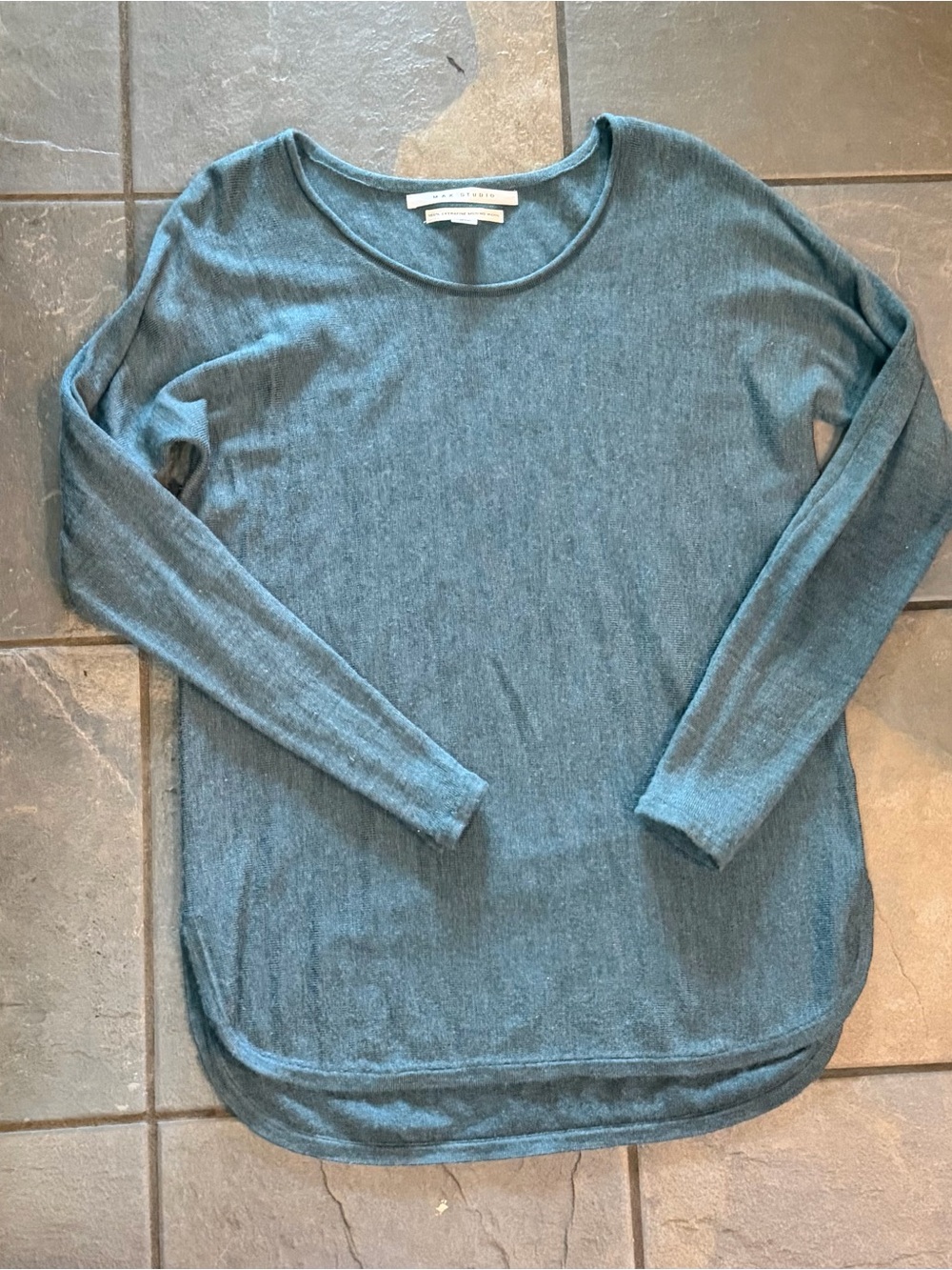Caslon Scoop Neck Lightweight Sweater in Teal Blue